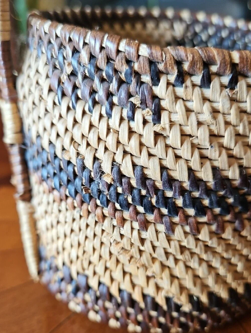 VTG Tohono O'odham Papago Native American Handled Coiled Basket Southwest Desert